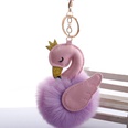 Cute PU swan 8cm fur ball keychain imitation rex rabbit fur ball flamingo bag car key pendant wholesalepicture45