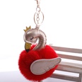 Cute PU swan 8cm fur ball keychain imitation rex rabbit fur ball flamingo bag car key pendant wholesalepicture48