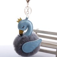 Cute PU swan 8cm fur ball keychain imitation rex rabbit fur ball flamingo bag car key pendant wholesalepicture57