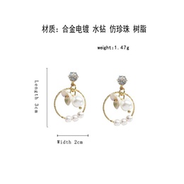 Korea geometric beautiful resin flower simple womens pearl alloy earringspicture14