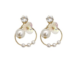 Korea geometric beautiful resin flower simple womens pearl alloy earringspicture16