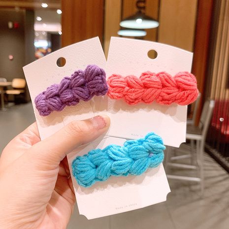 New cute duckbill clip knitted hair clip candy color wool hair accessories wholesale NHSA246999's discount tags