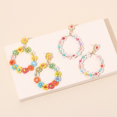 Fashion handmade flowers rice beads niche hot-saling women's earrings