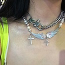 Crystal Universe Pearl Necklace Angel Wings Rhinestones Wild Cross Gemstone Necklacepicture14