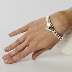Mode Vintage Silber Metall dicke Kette Spleißen Paar Modelle Armband