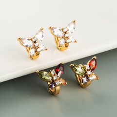 Korean new color zircon butterfly earrings fashion versatile shiny earrings wholesale nihaojewerly