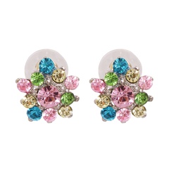 Boucles d'oreilles en alliage élégant de diamant de cristal de fleur de mode coréenne en gros