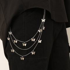 punk tassel U-shaped body chain multi-layer chain small butterfly pendant waist chain wholesale