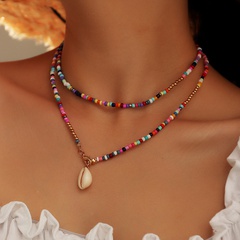 Wholesale Bohemian Color Rice Bead alloy Colorful Shell Necklace