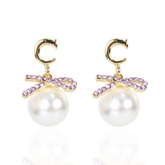 creative pearl earrings simple alloy letter C earrings wholesale nihaojewerly