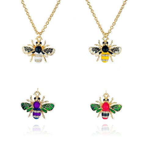 Nuevo colgante simple de insectos, collar de abeja de aleación de diamantes, adornos de cadena de clavícula salvaje de moda's discount tags