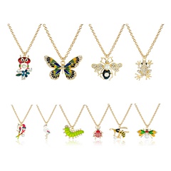 new simple animal pendant diamond alloy butterfly bee necklace