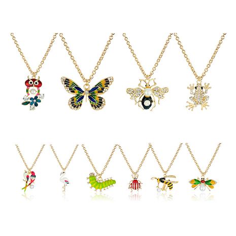 new simple animal pendant diamond alloy butterfly bee necklace's discount tags