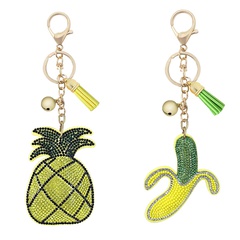 New pineapple banana fruit series Korean velvet diamond tassel bag ornament keychain