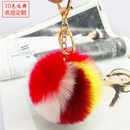 Fashion 9cm Rex Rabbit Fourcolor Ball Faux Fur alloy Keychainpicture11