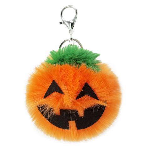 Halloween pumpkin lantern plush non-woven fabric artificial rabbit fox fur ball keychain pendant NHAP247329's discount tags