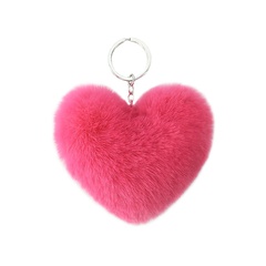 Rex rabbit plush peach heart faux fur key chain