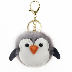 Fashion cute penguin rex rabbit fur ball keychain