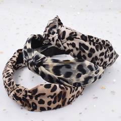 leopard print headband ladies wide-sided cross-knotted retro fabric headband creative headwear wholesale