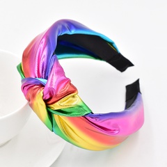 Neue Regenbogenfarbe übertrieben breitseitig geknotetes Leder Stirnband Großhandel