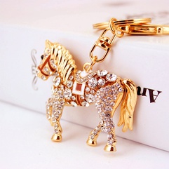 cute diamond pony shape metal pendant craft car keychain