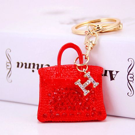 Porte-clés pendentif en métal mignon sac portable serti de diamants's discount tags