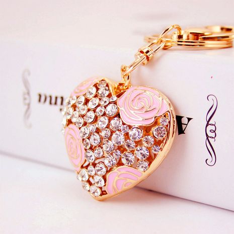cristal rose alliage peach coeur en forme de coeur couple pendentif de voiture en métal porte-clés's discount tags