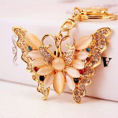 diamond opal butterfly ladies metal pendant insect car keychain