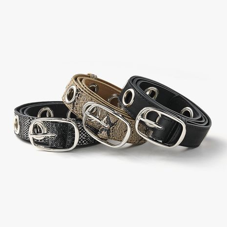 cinturón decorativo de jeans con estampado de serpiente con hebilla ovalada de nueva moda's discount tags