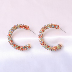 geometric C-shaped metal retro diamond earrings fashion all-match women's alloy earrings jewelry