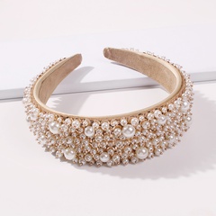 Fashion trend alloy wide-brimmed pearl sweet women's headband hair accessories