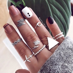 fashion concise light triangle plane nine-piece combination alloy ring