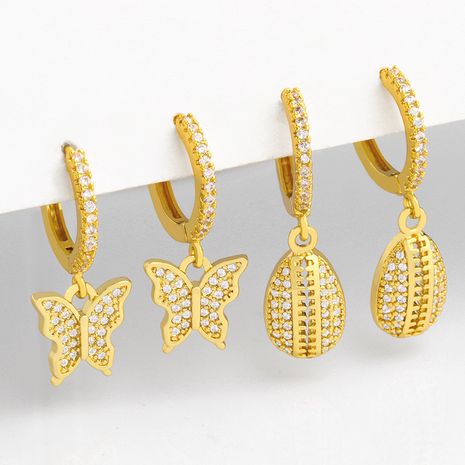 mode nouvelle boucles d'oreilles en cuivre diamant coquille de papillon simple pour les femmes's discount tags