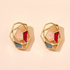 new Korean color geometric figures circle flower pearl earrings wholesale