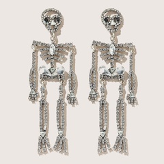 Halloween skull full of diamond exaggerated trend alloy earrings wholesale