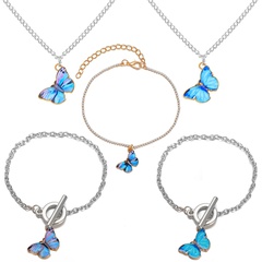 neue Farbverlauf Schmetterling einfache Farbe Paar Legierung Schlüsselbein Kette Halskette