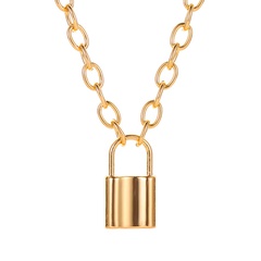 nouveau collier en alliage de chaîne de clavicule sauvage en forme de serrure courte en métal rétro simple pour les femmes