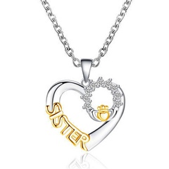 new sister love-shaped SISTER micro-inlaid zircon clavicle chain wild pendant necklace