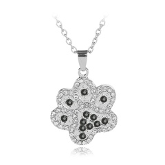 fashion cute animal dog paw diamond pendant necklace clavicle chain accessories for women