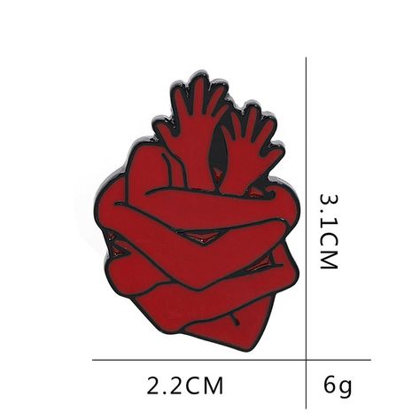nuevo broche brazo de dibujos animados abrazando corazón rojo broche retro vaquero accesorios's discount tags