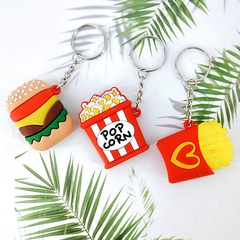 new food burger popcorn fries bag car keychain pendant