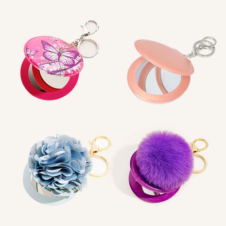 creative portable PU multi-color mirror keychain's discount tags