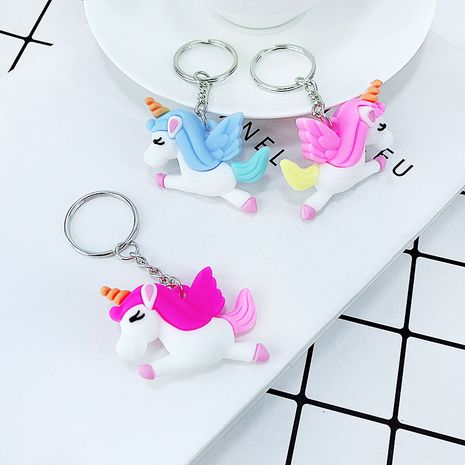 soft plastic cartoon unicorn Pegasus girl bag car key ring pendant's discount tags