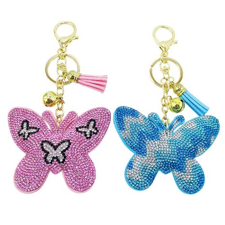 Corée velours diamant papillon insecte gland sac voiture ornement Flash diamant porte-clés's discount tags