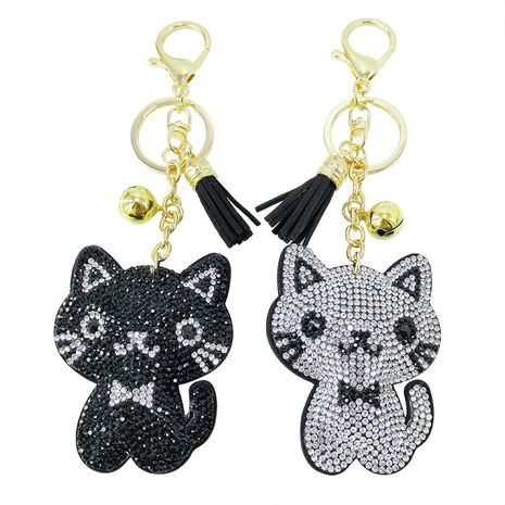 Nouveau dessin animé coréen velours diamant clouté mignon chat sac gland porte-clés pendentif pour les femmes's discount tags