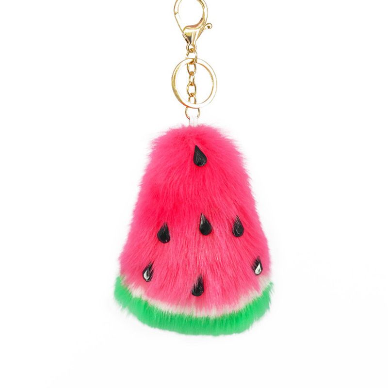 New rabbit fur fruit watermelon plush faux fur ball keychain pendant bag accessories
