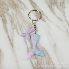 Glitter Acrylic Color Fish Scale Fish Tail Mermaid Mobile Phone Keychain Pendant