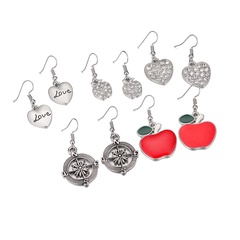 new retro anchor diamond love dripping red apple earrings wholesale