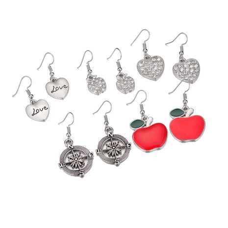 new retro anchor diamond love dripping red apple earrings wholesale's discount tags