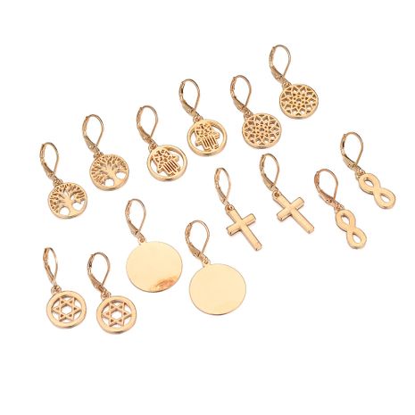 new geometric hexapointed star hollow tree of life palm earring wholesale's discount tags